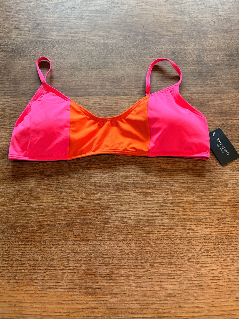 kate spade Hot Pink and Orange Colorblock Bikini Top